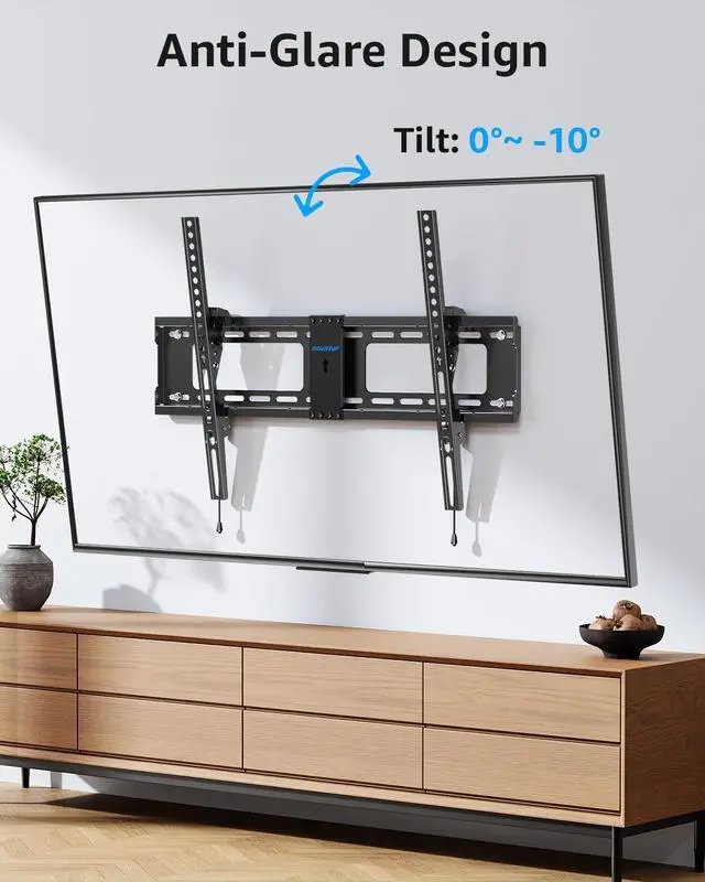 Alt view image 2 of 7 - TV Wall Mount Tilting TV Mount Bracket for Most 37-82 Inch Flat Screen/Curved Low Profile Wall Mount Saving Space Max VESA 600x400mm Hold up to 132 lbs Fit 16" 18" 24" Stud