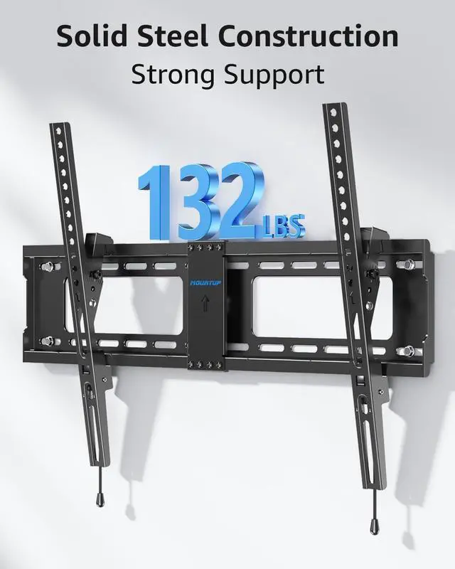 Alt view image 4 of 7 - TV Wall Mount Tilting TV Mount Bracket for Most 37-82 Inch Flat Screen/Curved Low Profile Wall Mount Saving Space Max VESA 600x400mm Hold up to 132 lbs Fit 16" 18" 24" Stud