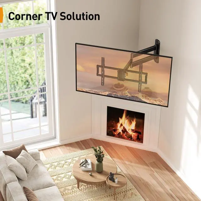 Alt view image 6 of 7 - Corner TV Wall Mount Long Arm TV Mount Bracket for 37-75 Inch TVs | Full Motion Wall Mount with 32.37 Extension & Swivel Articulating Arm & Tilt, MAX VESA 600x400mm, Holds up to 100 lbs