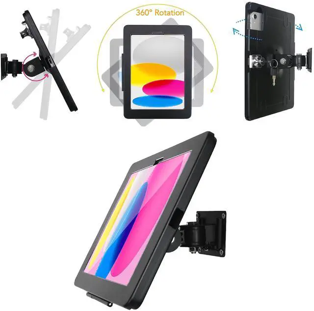 Main image of on Wall Mount Bracket for 2025 iPad 11"(A16) 11th/ 2022 iPad 10.9" 10th Gen.,Excluding Other 10.9"/11",with Anti Theft Lock & Key,Rotate Arbitrary Adjustment Angle,Metal(Black)