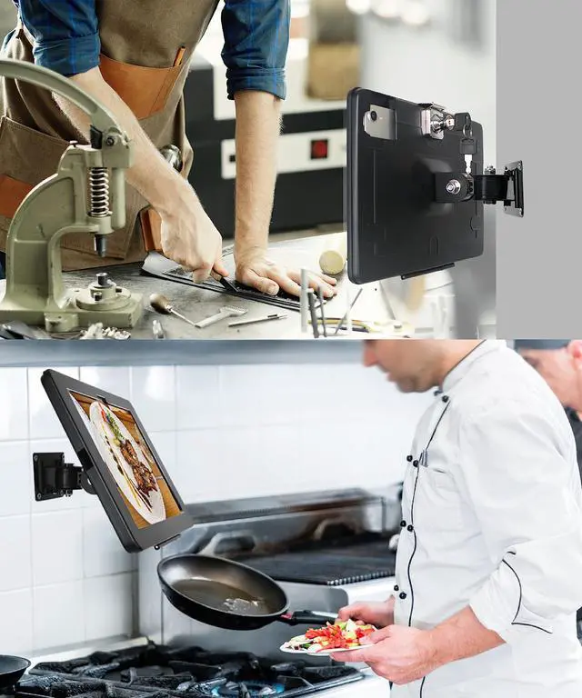 Alt view image 7 of 7 - on Wall Mount Bracket for 2025 iPad 11"(A16) 11th/ 2022 iPad 10.9" 10th Gen.,Excluding Other 10.9"/11",with Anti Theft Lock & Key,Rotate Arbitrary Adjustment Angle,Metal(Black)