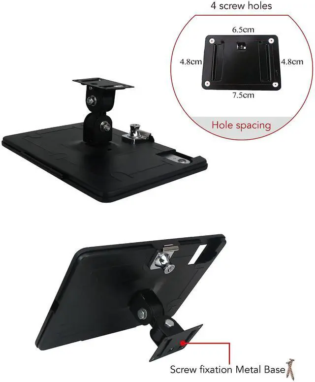 Alt view image 5 of 7 - on Wall Mount Bracket for 2025 iPad 11"(A16) 11th/ 2022 iPad 10.9" 10th Gen.,Excluding Other 10.9"/11",with Anti Theft Lock & Key,Rotate Arbitrary Adjustment Angle,Metal(Black)