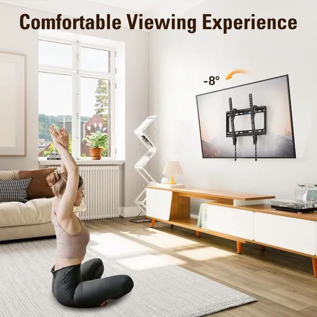 Alt view image 2 of 7 - Tilting TV Mounts for Most 26-60 Inch LED, LCD TVs up to VESA 400 x 400mm and 88 LBS Loading Capacity, TV Wall Mount with Unique Strap Design for Easily Lock and Release MD2268-MK