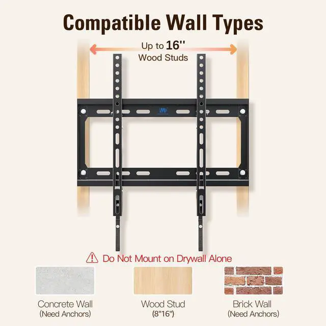 Alt view image 4 of 7 - Tilting TV Mounts for Most 26-60 Inch LED, LCD TVs up to VESA 400 x 400mm and 88 LBS Loading Capacity, TV Wall Mount with Unique Strap Design for Easily Lock and Release MD2268-MK