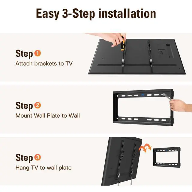 Alt view image 5 of 7 - Tilting TV Mounts for Most 26-60 Inch LED, LCD TVs up to VESA 400 x 400mm and 88 LBS Loading Capacity, TV Wall Mount with Unique Strap Design for Easily Lock and Release MD2268-MK
