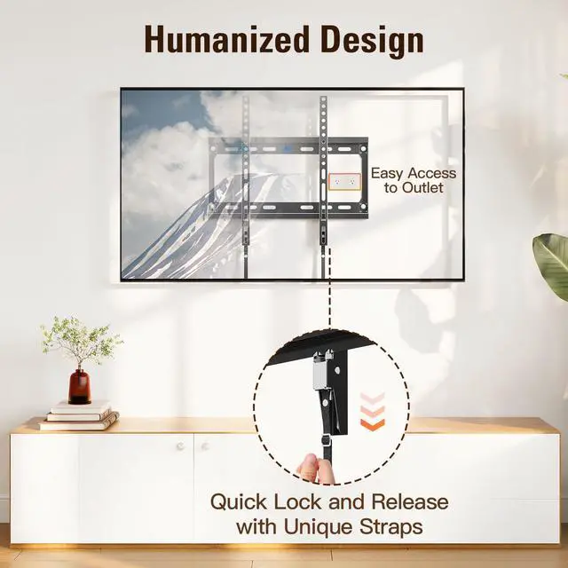 Alt view image 7 of 7 - Tilting TV Mounts for Most 26-60 Inch LED, LCD TVs up to VESA 400 x 400mm and 88 LBS Loading Capacity, TV Wall Mount with Unique Strap Design for Easily Lock and Release MD2268-MK