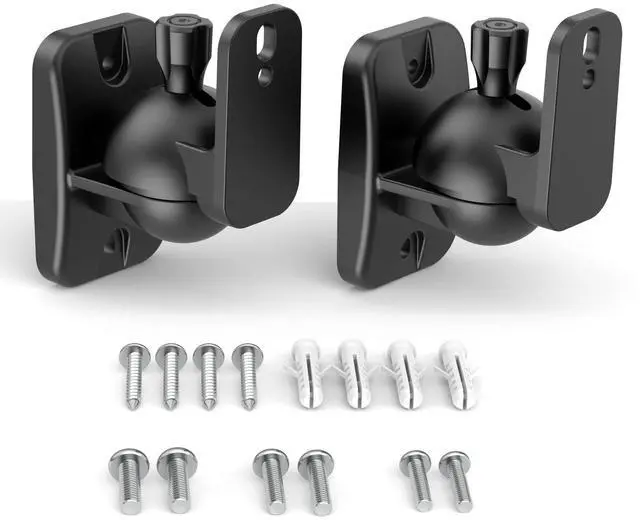 Main image of Speaker Wall Mount Brackets - Surround & Bookshelf Speaker Wall Mounts Kit, Holds up to 8 lbs, 2 Pack, Black