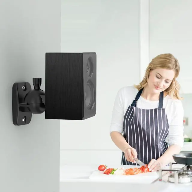 Alt view image 6 of 7 - Speaker Wall Mount Brackets - Surround & Bookshelf Speaker Wall Mounts Kit, Holds up to 8 lbs, 2 Pack, Black