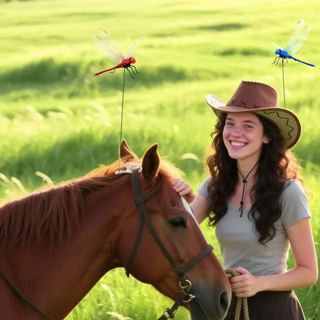 Alt view image 2 of 4 - 12Pcs Large Size 3D Simulation Dragonfly Outdoor Decoration Dragonfly Clip Creative Hat Clip Garden Decor (12)