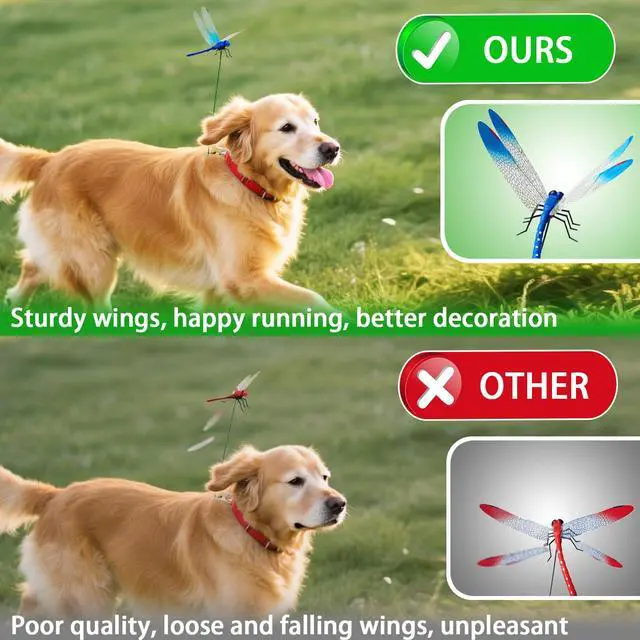 Alt view image 3 of 4 - 12Pcs Large Size 3D Simulation Dragonfly Outdoor Decoration Dragonfly Clip Creative Hat Clip Garden Decor (12)