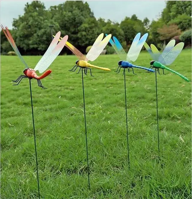 Alt view image 3 of 6 - 3PCS Outdoor Decoration Dragonfly Clip 3D Simulation Dragonfly Realistic Garden Decoration Clip Creative hat Clip Natural Organic Concept