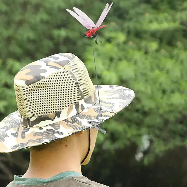Alt view image 4 of 6 - 3PCS Outdoor Decoration Dragonfly Clip 3D Simulation Dragonfly Realistic Garden Decoration Clip Creative hat Clip Natural Organic Concept