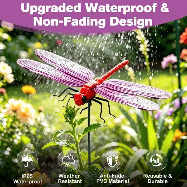 Alt view image 2 of 7 - 24 Pack Dragonfly Clips, Realistic Fake Dragonfly Hummingbird Garden Stakes, Multipurpose Plastic Yard Ornaments for Outdoor Decor, Patio, Hats, Fly Deterrent for Horses, Deer, Indoor Outdoor Use