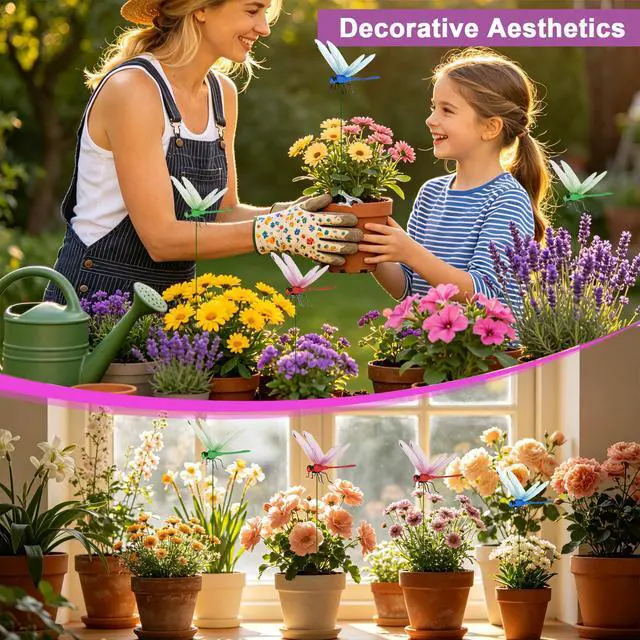 Alt view image 3 of 7 - 9 PCS Dragonfly Clip,Fake Dragonflies, Humming Bird Stakes, Plastics Dragonfly for Garden Stakes Decor Yard Ornaments,Deer and Horse,Fly Scare Devices for Indoor Outdoor
