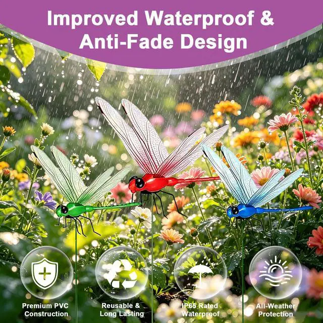Alt view image 7 of 7 - 9 PCS Dragonfly Clip,Fake Dragonflies, Humming Bird Stakes, Plastics Dragonfly for Garden Stakes Decor Yard Ornaments,Deer and Horse,Fly Scare Devices for Indoor Outdoor
