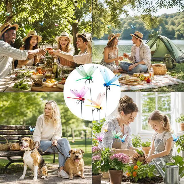 Alt view image 5 of 7 - 20 Pack Dragon Fly Clips for Bugs Repellent, 3D Artificial Fake Dragonfly Hat Clips, Dragonfly Garden Decor for Outdoor, Indoor, Garden, Yard, Patio (4 Colors)