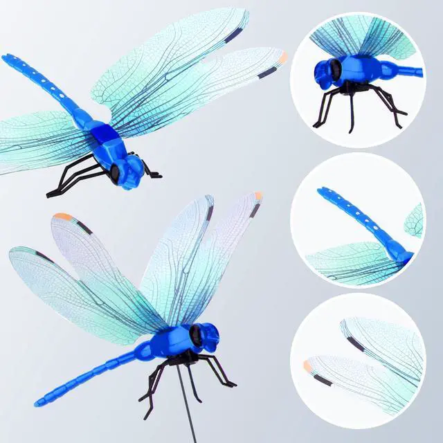 Alt view image 3 of 7 - 20 Pack Dragon Fly Clips for Bugs Repellent, 3D Artificial Fake Dragonfly Hat Clips, Dragonfly Garden Decor for Outdoor, Indoor, Garden, Yard, Patio (4 Colors)
