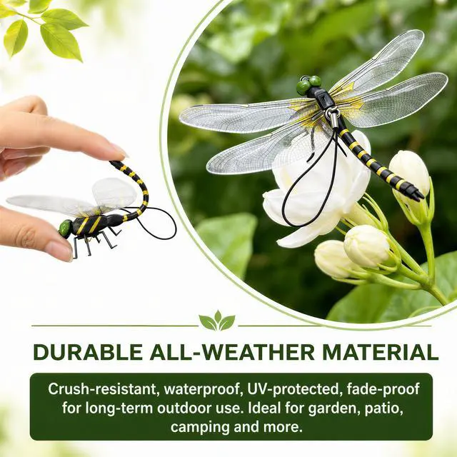 Alt view image 3 of 7 - 4PCS Dragon Fly Clips for Bugs Repellent - 3D Realistic Dragonfly Clips to Keep Bugs Away - Driving Away Mosquitoes, Bees & Flies - Fake Dragonflies for Indoor & Outdoor - Garden Decor, Patio, Hat