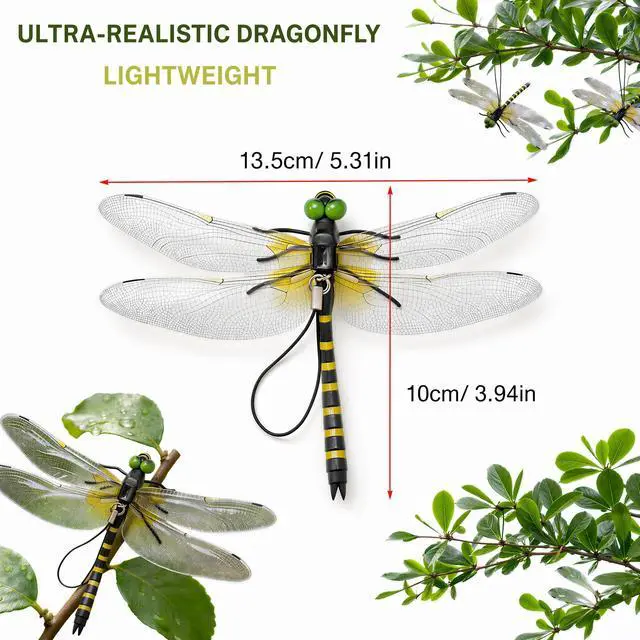 Alt view image 6 of 7 - 4PCS Dragon Fly Clips for Bugs Repellent - 3D Realistic Dragonfly Clips to Keep Bugs Away - Driving Away Mosquitoes, Bees & Flies - Fake Dragonflies for Indoor & Outdoor - Garden Decor, Patio, Hat
