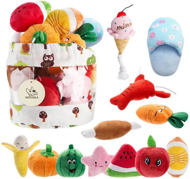 Main image of Dog Squeaky Toys, Plush Small Dog Toys for Dogs, Stuffed with Squeakers,12 pcs Puppy Toys with a Carrying Bag for Small Medium Size