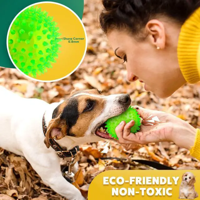 Alt view image 5 of 7 - 2 Different Functions Interactive Ball for Dogs 2.5 Squeaky Dog Balls Toys and Puppy Teething Chew Toy Balls for Small Dogs for Clean Teeth and Training 5Pcs