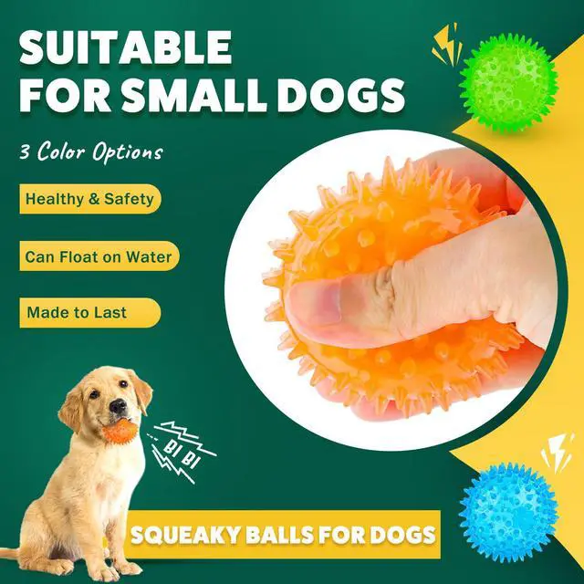 Alt view image 3 of 7 - 2 Different Functions Interactive Ball for Dogs 2.5 Squeaky Dog Balls Toys and Puppy Teething Chew Toy Balls for Small Dogs for Clean Teeth and Training 5Pcs