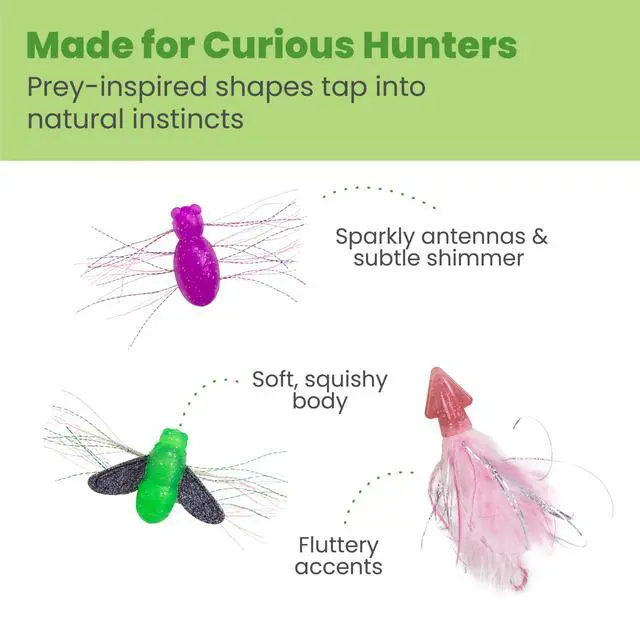 Alt view image 3 of 7 - Squish Prey Cat Toys for Cats & Kittens, Multi-Textured Soft & Squishy for Bat & Carry, Catnip Infused, 25" Long, 3-Pack (Squid, Spider, Fly)