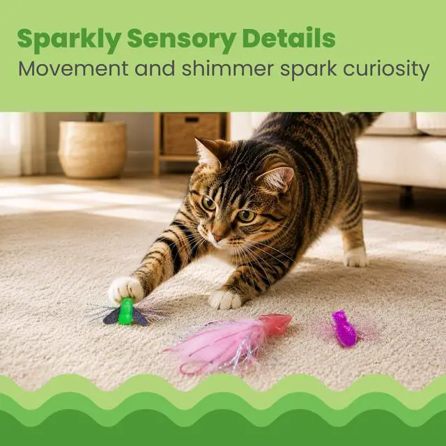 Alt view image 4 of 7 - Squish Prey Cat Toys for Cats & Kittens, Multi-Textured Soft & Squishy for Bat & Carry, Catnip Infused, 25" Long, 3-Pack (Squid, Spider, Fly)