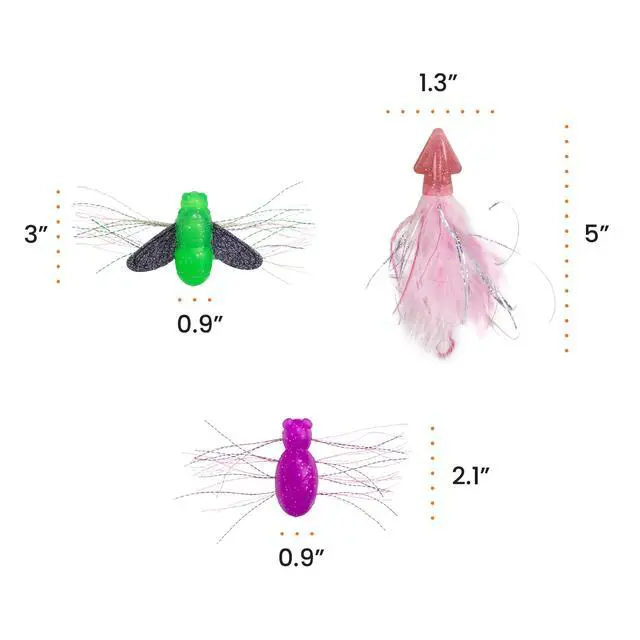 Alt view image 7 of 7 - Squish Prey Cat Toys for Cats & Kittens, Multi-Textured Soft & Squishy for Bat & Carry, Catnip Infused, 25" Long, 3-Pack (Squid, Spider, Fly)