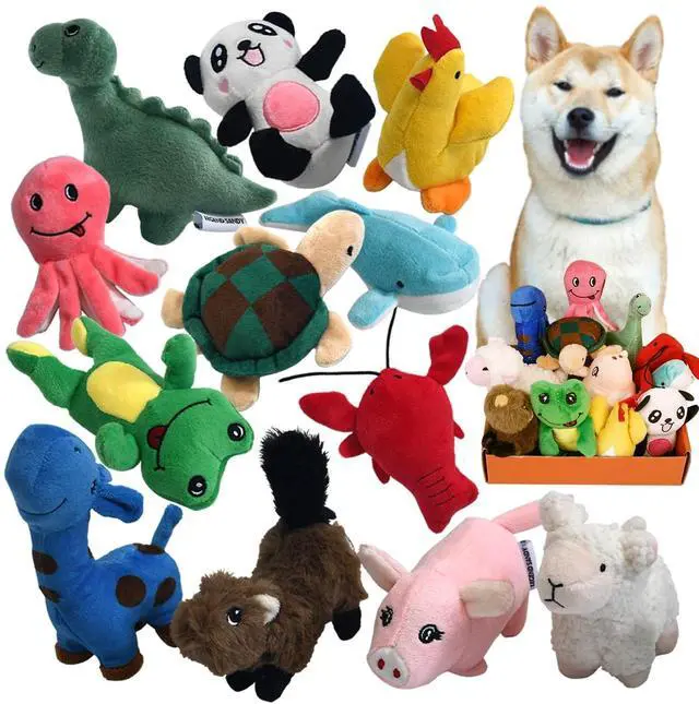 Main image of Squeaky Plush Dog Toy Pack for Puppy, Small Stuffed Puppy Chew Toys 12 Dog Toys Bulk with Squeakers, Cute Soft Pet Toy for Small Medium Size Dogs