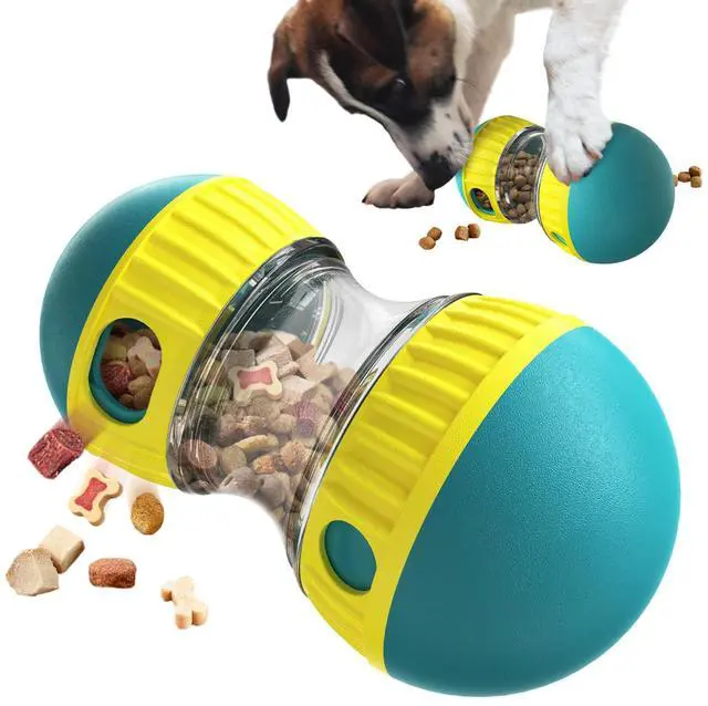 Main image of Dog Puzzle Toy Adjustable Treat Dispensing Ball Food Dispenser Tough Slow Feeder Puppy Enrichment Training Toy Pet Interactive Chase Toys for Small Medium Large Dogs to Keep Them Busy, Green