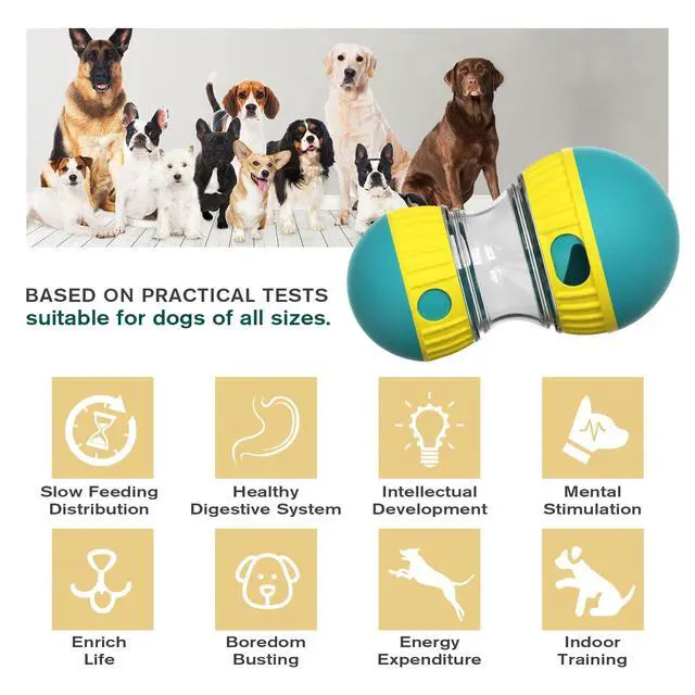 Alt view image 2 of 6 - Dog Puzzle Toy Adjustable Treat Dispensing Ball Food Dispenser Tough Slow Feeder Puppy Enrichment Training Toy Pet Interactive Chase Toys for Small Medium Large Dogs to Keep Them Busy, Green