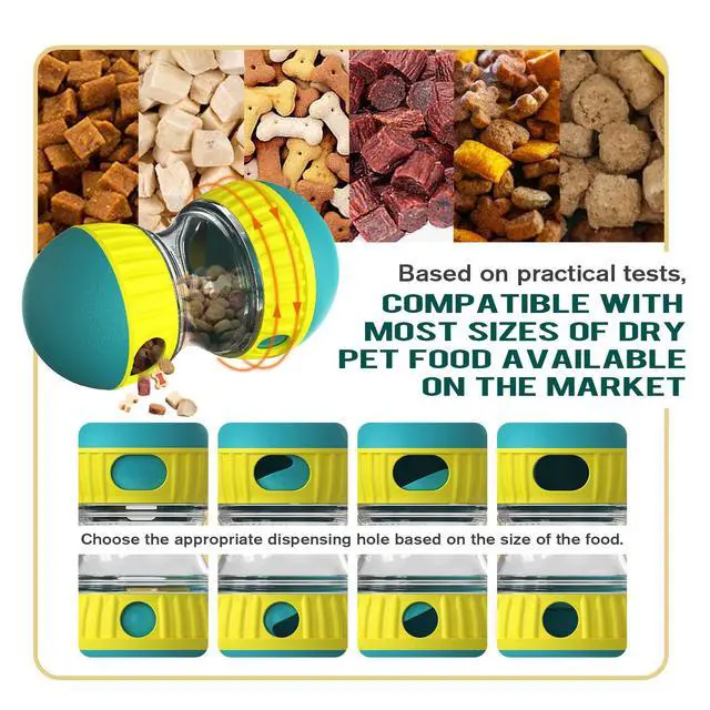 Alt view image 3 of 6 - Dog Puzzle Toy Adjustable Treat Dispensing Ball Food Dispenser Tough Slow Feeder Puppy Enrichment Training Toy Pet Interactive Chase Toys for Small Medium Large Dogs to Keep Them Busy, Green