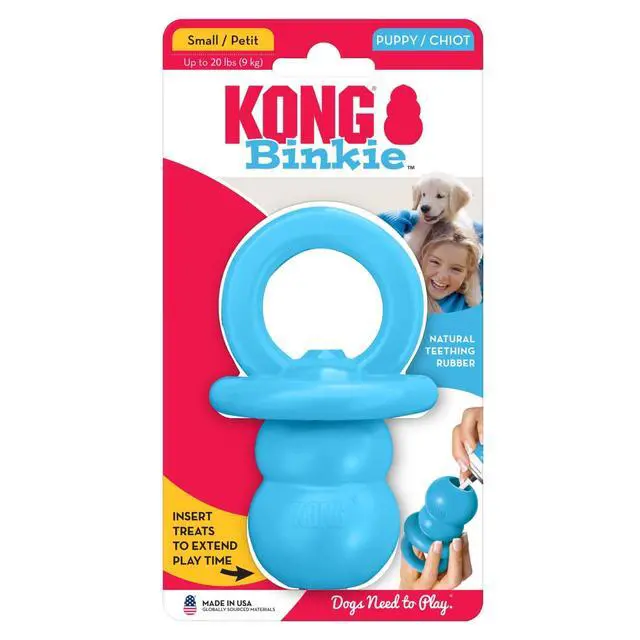 Alt view image 7 of 7 - Puppy Binkie - Pacifier Dog Toy for Puppies - Stuffable Treat Chew Toy for Treats - Durable Natural Rubber for Teething Puppy - for Small Puppies - Blue