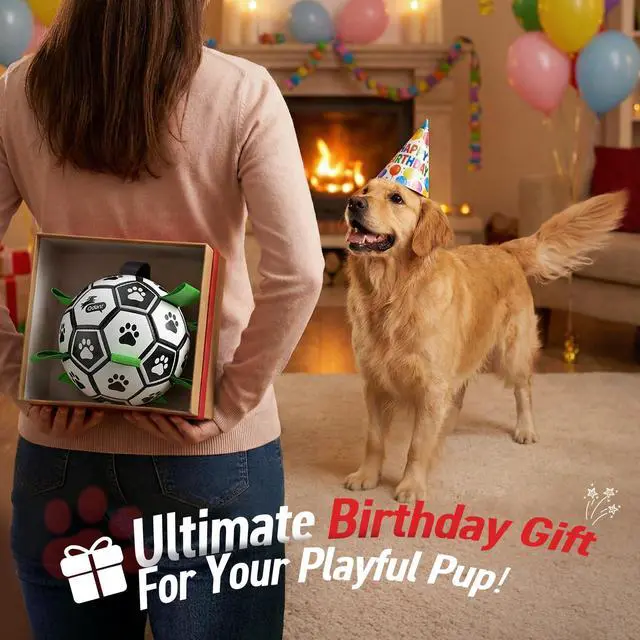 Alt view image 3 of 7 - Dog Toys Dog Balls, 6 Inch Dog Soccer Ball with Straps, Herding Balls