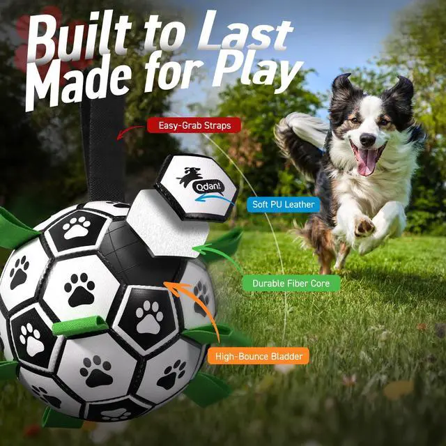 Alt view image 4 of 7 - Dog Toys Dog Balls, 6 Inch Dog Soccer Ball with Straps, Herding Balls