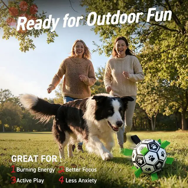Alt view image 5 of 7 - Dog Toys Dog Balls, 6 Inch Dog Soccer Ball with Straps, Herding Balls