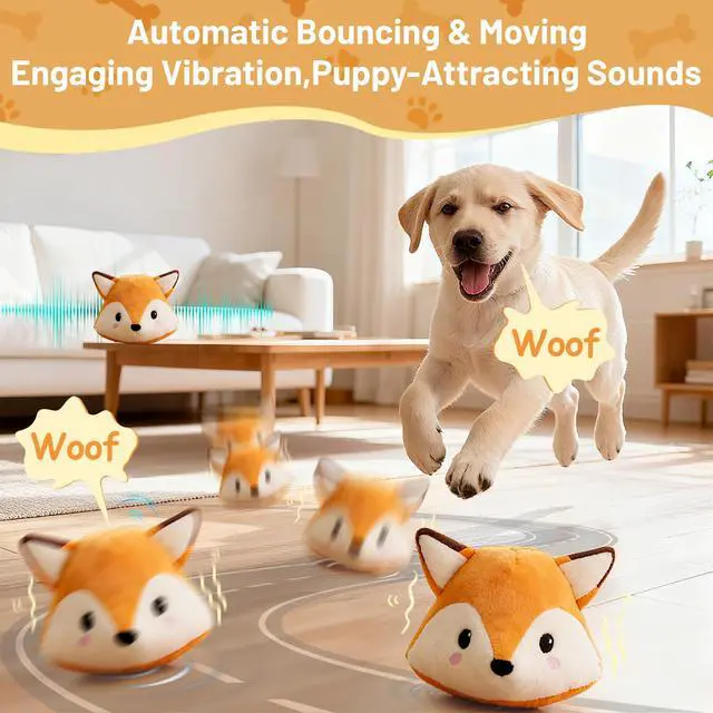 Alt view image 2 of 7 - Interactive Fox Puppy Toy for Boredom Relief - Automatic Self-Moving, Bouncing & Vibrating with Sound for Entertainment & Play | Rechargeable & Chew-Resistant for All Breed Sizes