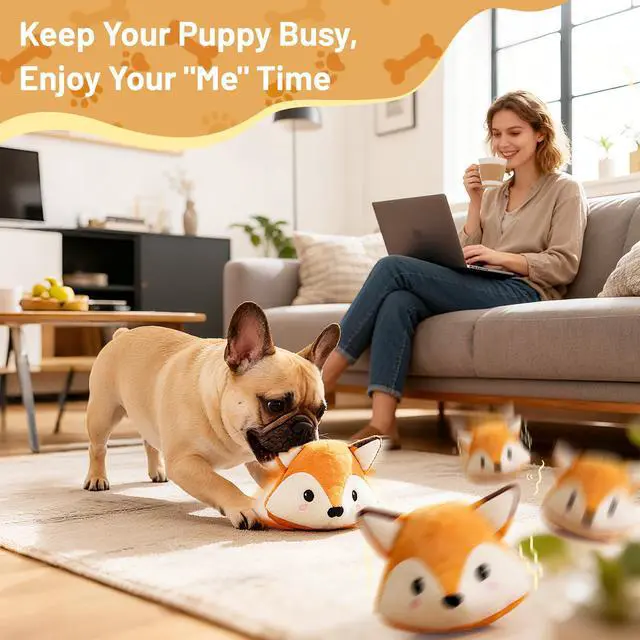 Alt view image 6 of 7 - Interactive Fox Puppy Toy for Boredom Relief - Automatic Self-Moving, Bouncing & Vibrating with Sound for Entertainment & Play | Rechargeable & Chew-Resistant for All Breed Sizes