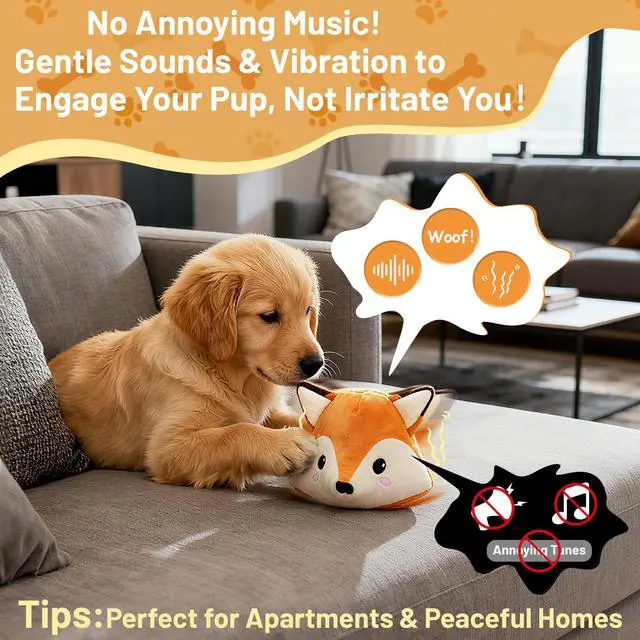 Alt view image 7 of 7 - Interactive Fox Puppy Toy for Boredom Relief - Automatic Self-Moving, Bouncing & Vibrating with Sound for Entertainment & Play | Rechargeable & Chew-Resistant for All Breed Sizes