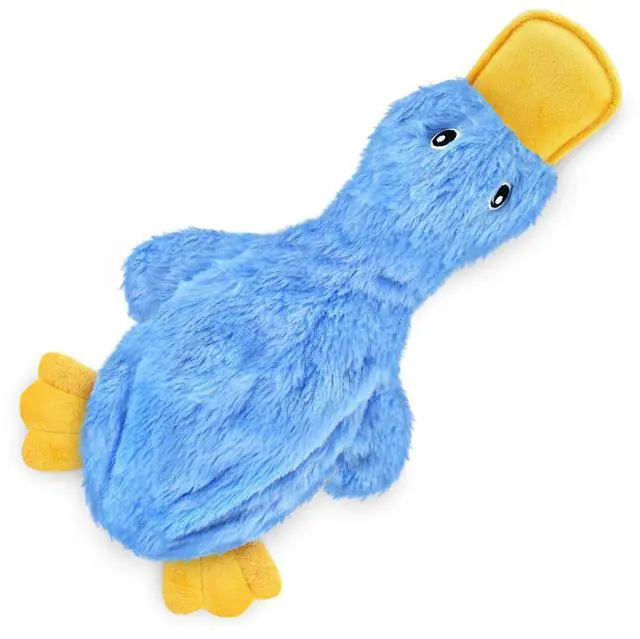 Main image of Interactive Squeaky Dog Chew Toy, Ideal Dog Toys for Chewers, Small, Medium & Large Dogs, and Fetch Lovers - Crinkle Duck (Blue), Large