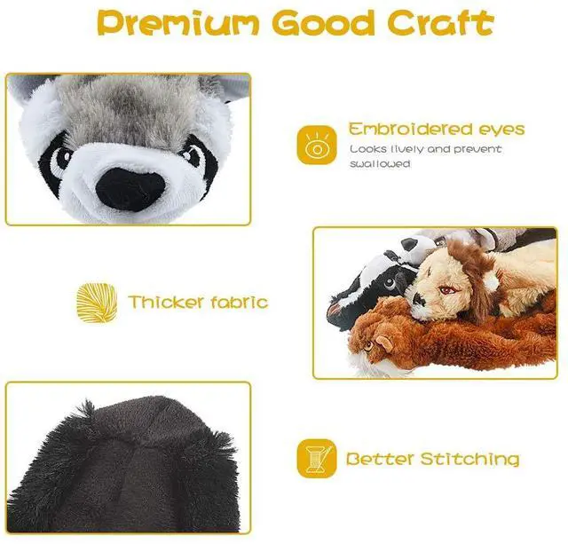Alt view image 5 of 6 - Dog Squeak Toys, No Stuffing Plush Dogs Chew Toy Bundle for Small Medium Large Breed Chewer Tough Durable Squeaky Pet Fetch Puppy Teething Chewing Interactive to Keep Them Busy Best Birthday Gift