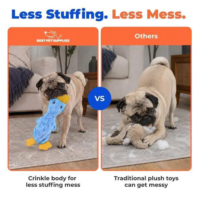 Alt view image 5 of 7 - Interactive Squeaky Dog Chew Toy, Ideal Dog Toys for Chewers, Small, Medium & Large Dogs, and Fetch Lovers - Crinkle Duck (Blue), Large