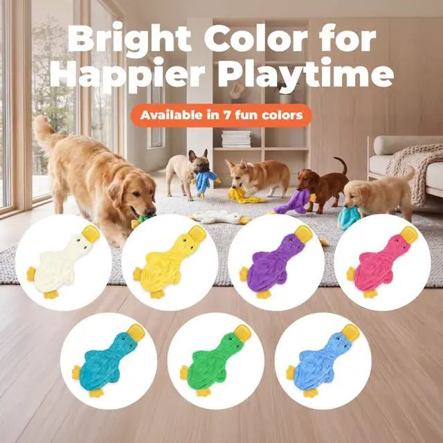 Alt view image 6 of 7 - Interactive Squeaky Dog Chew Toy, Ideal Dog Toys for Chewers, Small, Medium & Large Dogs, and Fetch Lovers - Crinkle Duck (Blue), Large
