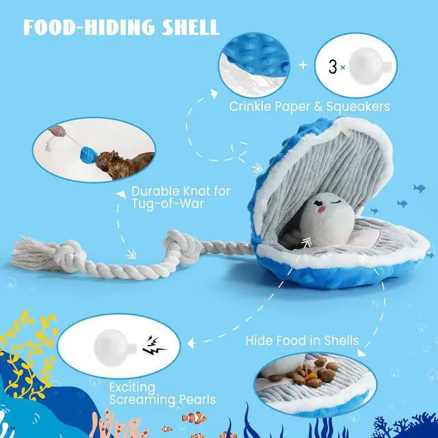 Alt view image 6 of 7 - 4 Packs Crinkle Squeaky Dog Toys for Aggressive Chewers, Tough Durable Stuffed Plush Rope Tug Puppy Chew Toy for Small Medium Large Breeds