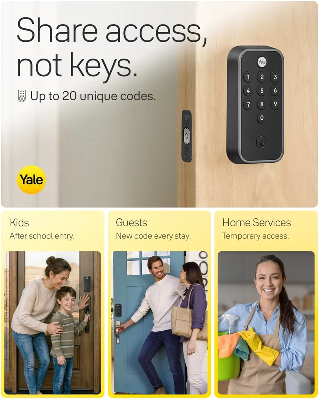 Alt view image 4 of 7 - Code Keypad Deadbolt for Keyless Front Door Entry, Black Suede