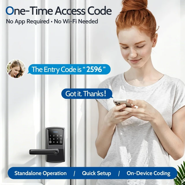 Alt view image 3 of 7 - Keypad Door Lock with Handle, Keyless Entry Digital Code for Front Door | Smart Electronic Knob,No APP or Wi-Fi,Auto Lock&Passage Mode,One-Touch Lock,Easy Installation,Matte Black