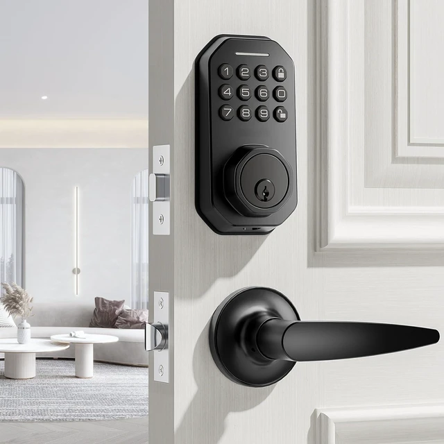 Main image of Keyless Entry Door Lock with Handle Set | Electronic Deadbolt for Front Door, Auto Lock, One-Touch Lock, 100+ Codes, 3 Keys, Anti-Peep Code, IP54 Waterproof