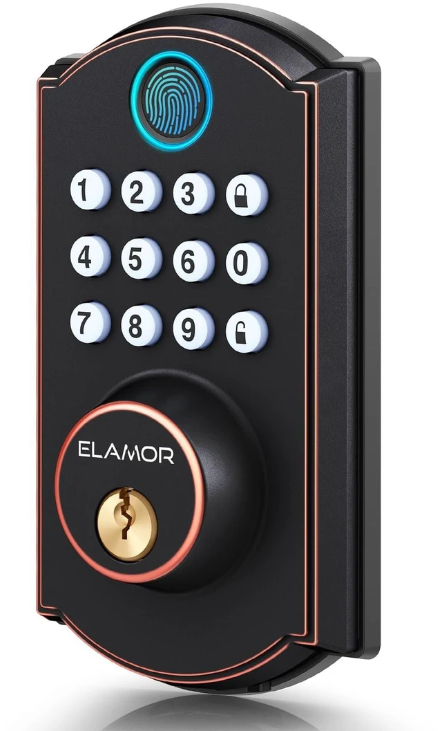 Main image of M19 Fingerprint Door Lock, Smart Keyless Entry Deadbolt for Front Door ORB | 100 Fingerprints, 50 User Codes, Keyless Entry, 0.3s Recognition, Auto Locking, IP54 Waterproof, USB-C Backup Power