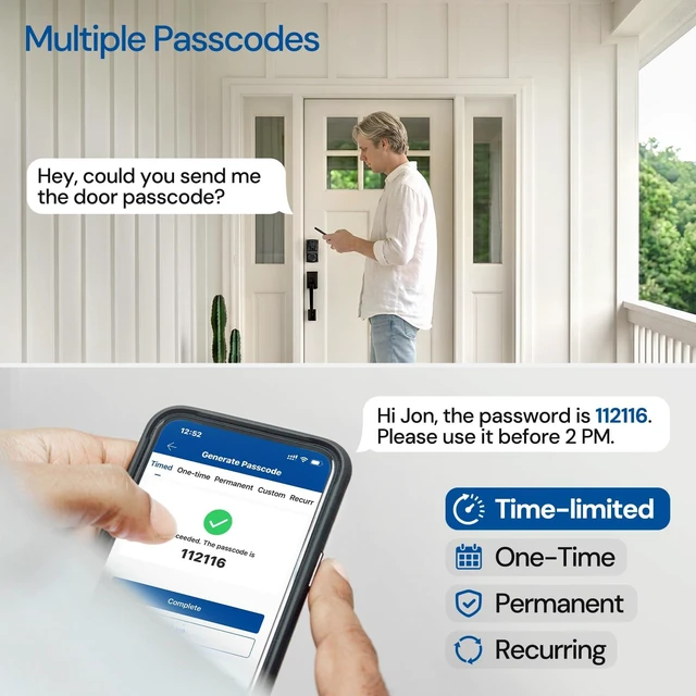 Alt view image 4 of 6 - 7-in-1 Keyless Smart Deadbolt Lock | Keypad Deadbolt,Easy Installation,Fingerprint unlock,Remote Control,Auto Lock,Waterproof